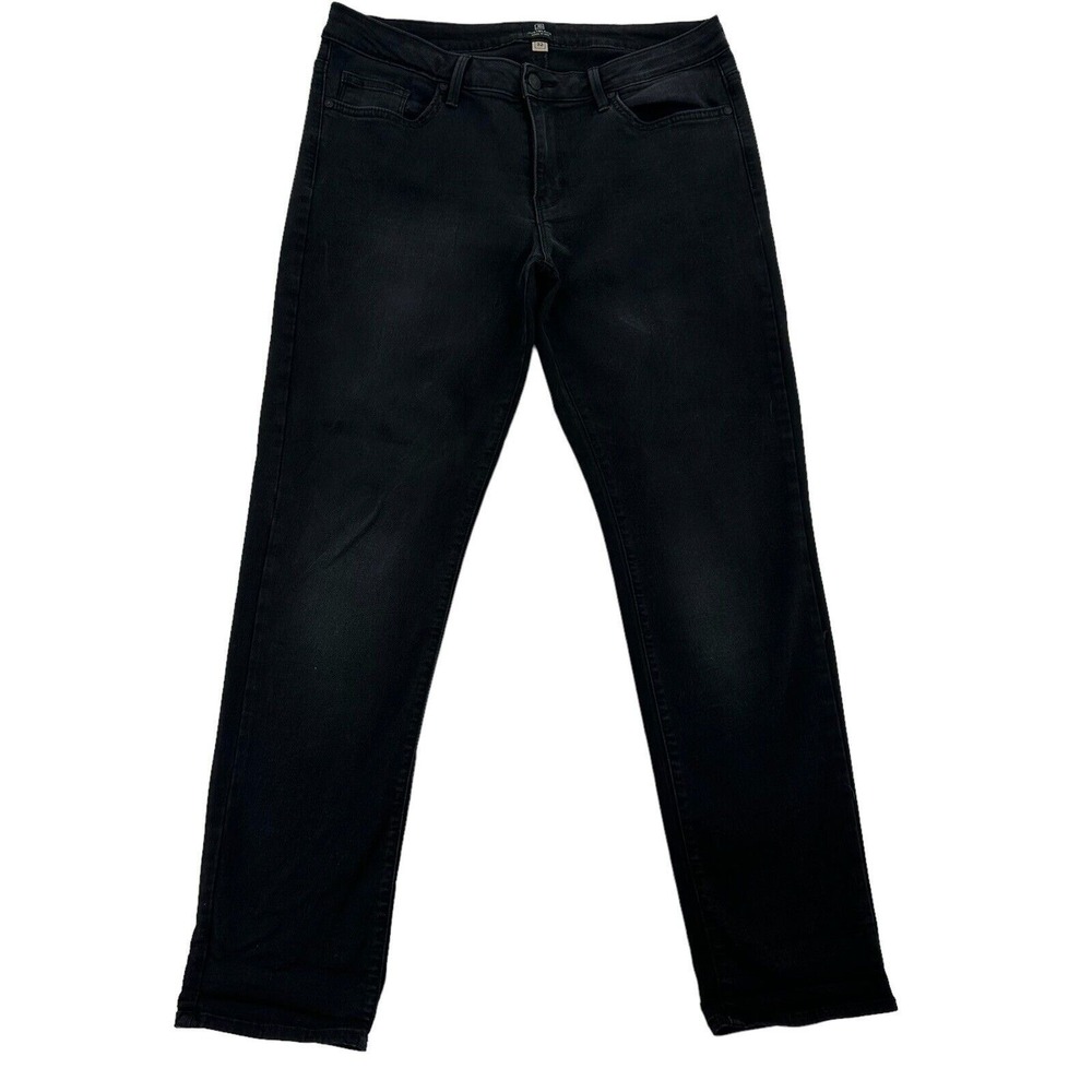 JUSTBLACK Women's Size 32 Black Wash Denim Jeans Straight Leg Made in USA Casual